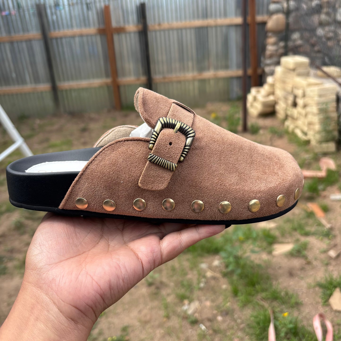 Oliva Studded Suede Clogs