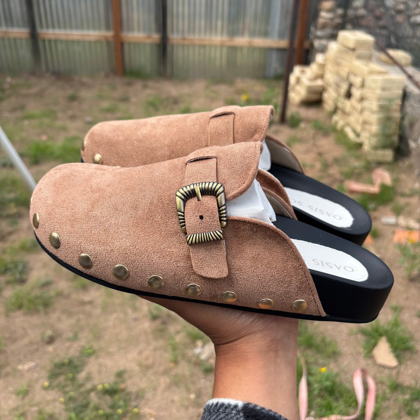 Oliva Studded Suede Clogs