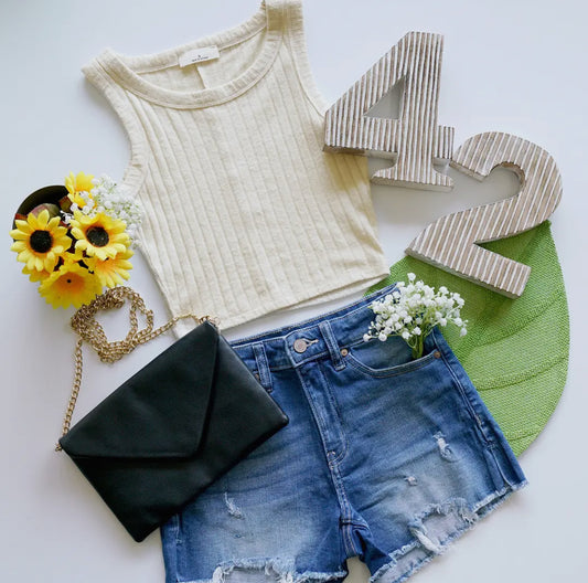 Cloud Soft Cropped Tank Top - Sand Beige
