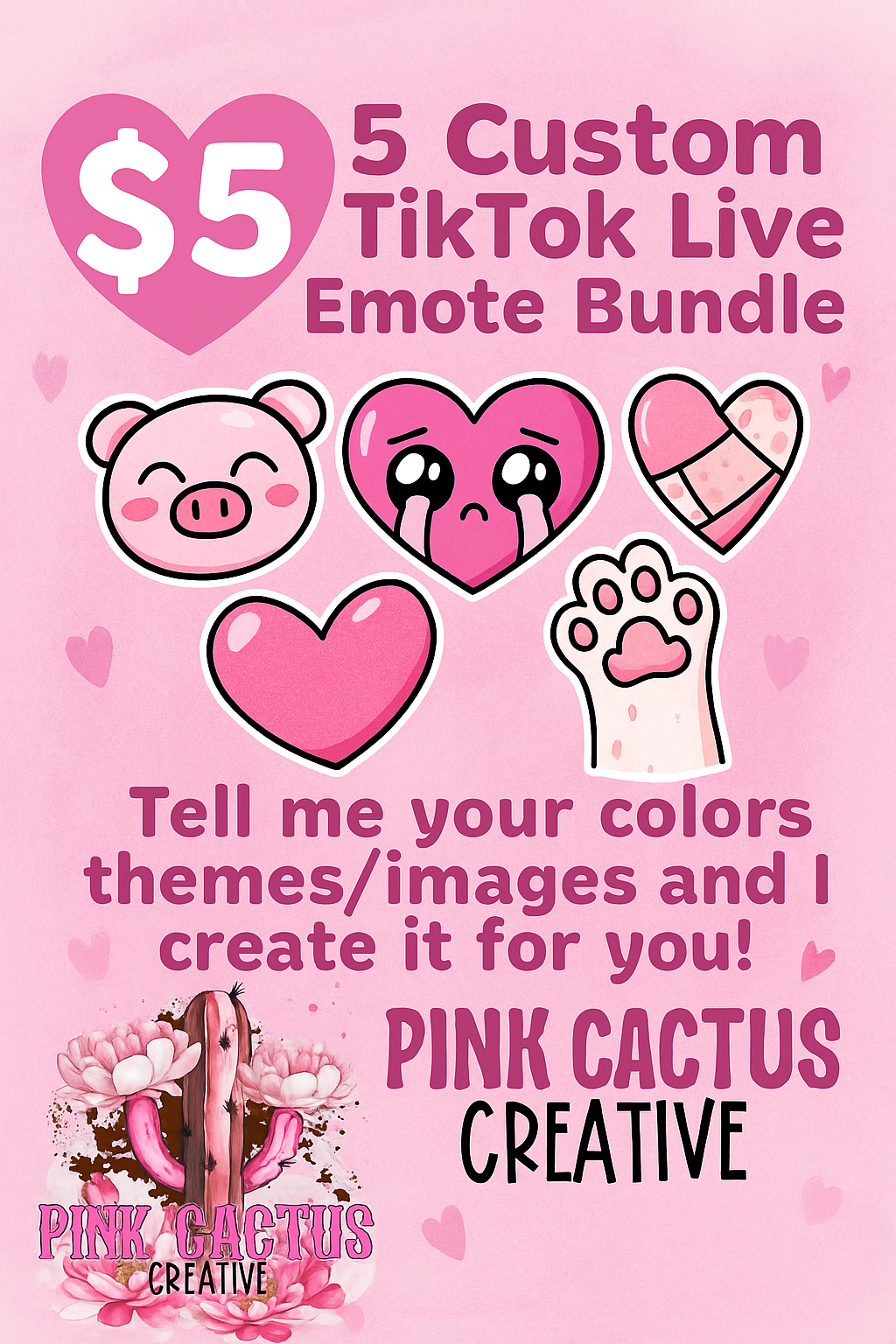 🎨 Custom TikTok Live Emote Bundle – 5 for $5! 💖