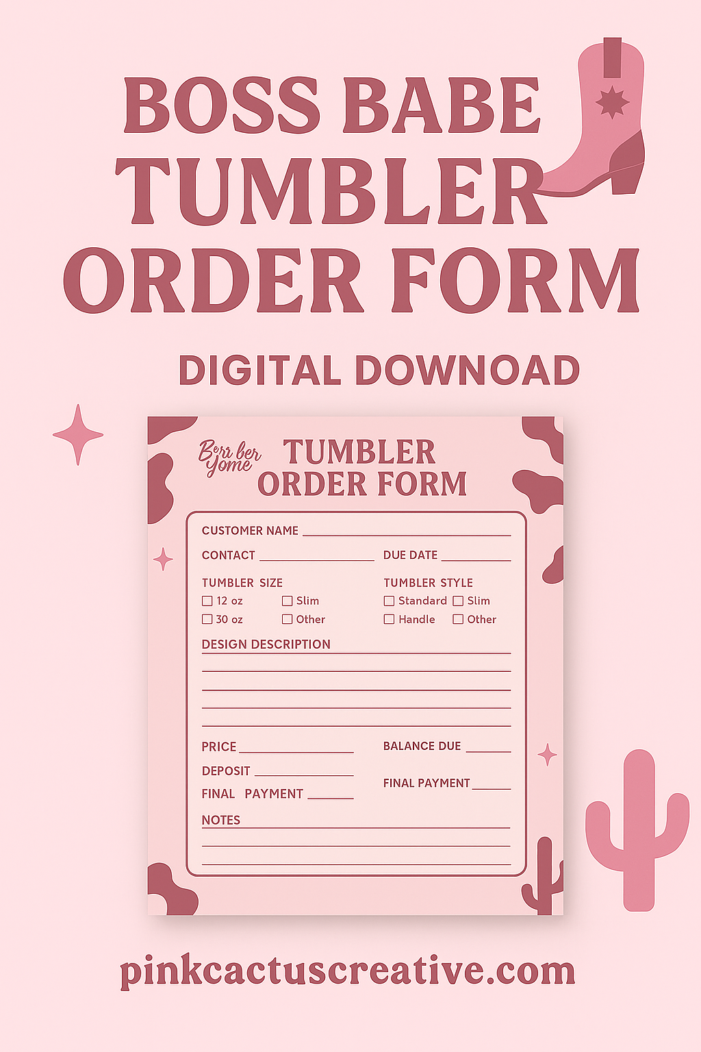 Tumbler Order Form| Digital Download